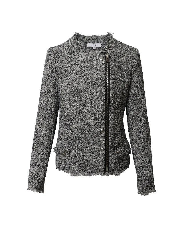 Belted women's cashmere coats in soft pastels for a luxurious feel Iro Carlota Jacket in Grey Cotton Tweed Belted women's cashmere coats in soft pastels for a luxurious feel Iro Carlota Jacket in Grey Cotton Tweed