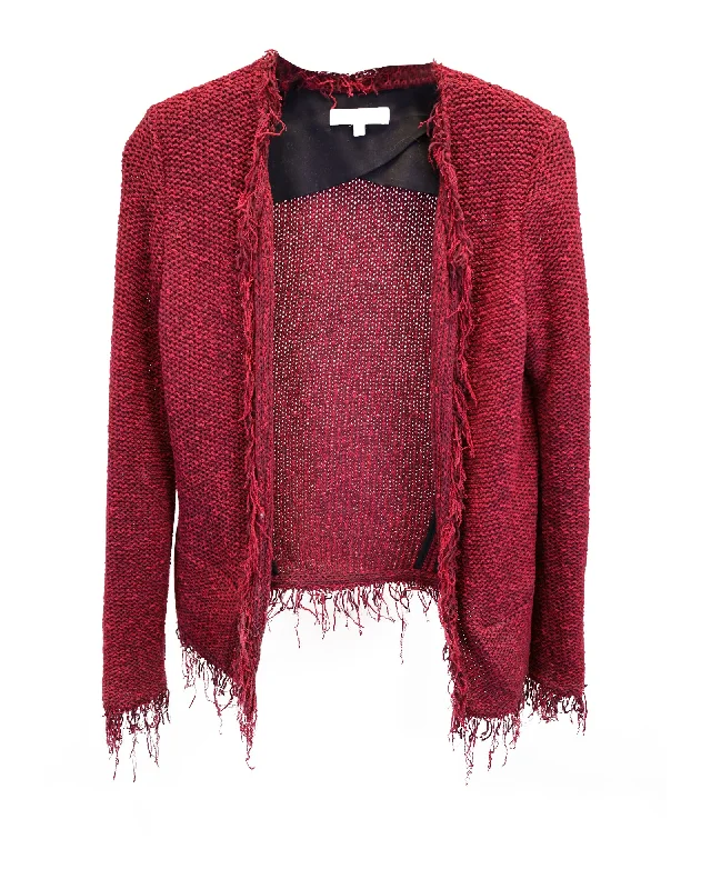 Belted women's cashmere coats in soft pastels for a luxurious feel Iro Open Jacket in Red Cotton Belted women's cashmere coats in soft pastels for a luxurious feel Iro Open Jacket in Red Cotton