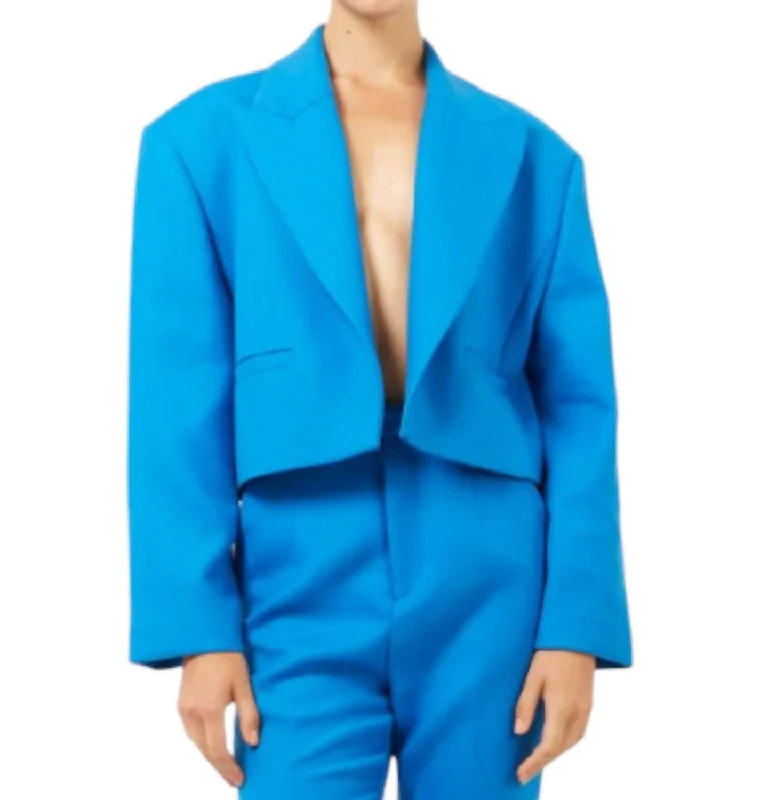 Plus Size Women's Faux Fur - Trimmed Blazers in Black for a Luxurious Look Isak Jacket In Directoire Blue Plus Size Women's Faux Fur - Trimmed Blazers in Black for a Luxurious Look Isak Jacket In Directoire Blue