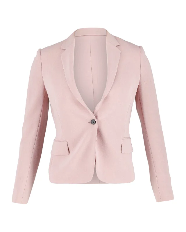 Single - Breasted Women's Linen Blend Blazers in Earth Tones for Casual Wear Joseph Single Button Blazer in Pastel Pink Acetate Single - Breasted Women's Linen Blend Blazers in Earth Tones for Casual Wear Joseph Single Button Blazer in Pastel Pink Acetate
