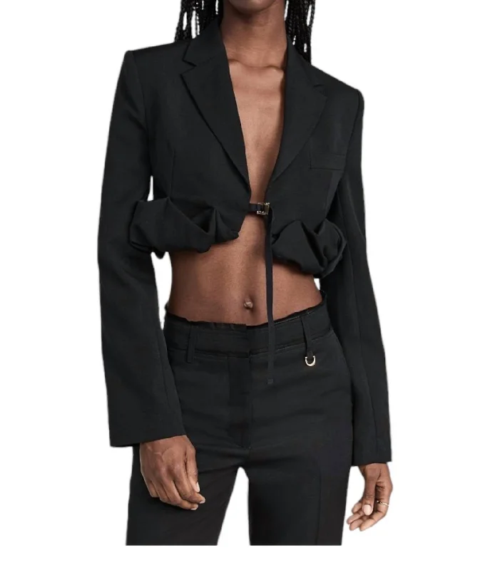 Plus Size Women's Faux Fur - Trimmed Blazers in Black for a Luxurious Look La Veste Croissant Jacket In Black Plus Size Women's Faux Fur - Trimmed Blazers in Black for a Luxurious Look La Veste Croissant Jacket In Black