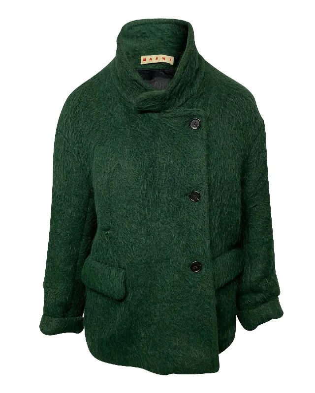 Water - resistant women's trench coats with adjustable cuffs for rainy days Marni Jacket with Flap Pockets in Green Wool Water - resistant women's trench coats with adjustable cuffs for rainy days Marni Jacket with Flap Pockets in Green Wool