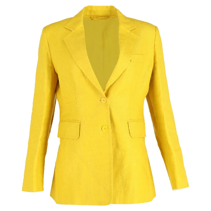 Plus Size Women's Ruffled Blazers in Pink for a Girly and Fashionable Look Max Mara Darsena Single-Breasted Jacket in Yellow Linen Plus Size Women's Ruffled Blazers in Pink for a Girly and Fashionable Look Max Mara Darsena Single-Breasted Jacket in Yellow Linen