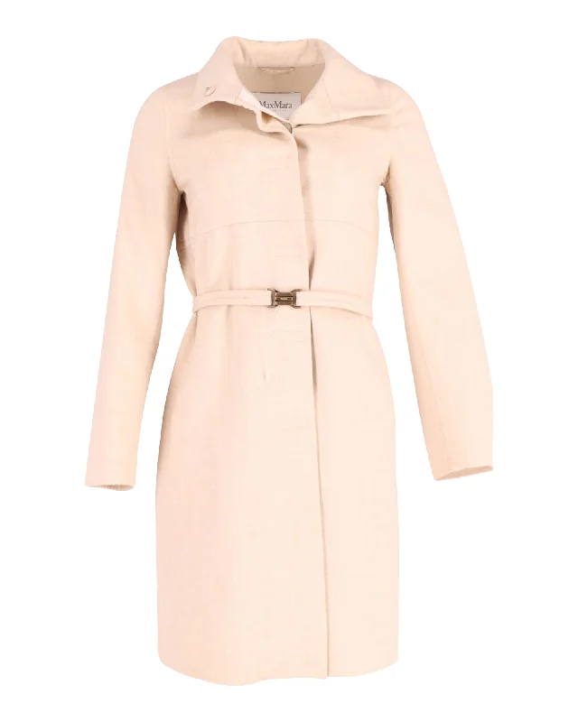 Embroidered women's cotton coats in a bohemian pattern for a unique design Maxmara Belted Coat in Beige Wool Embroidered women's cotton coats in a bohemian pattern for a unique design Maxmara Belted Coat in Beige Wool
