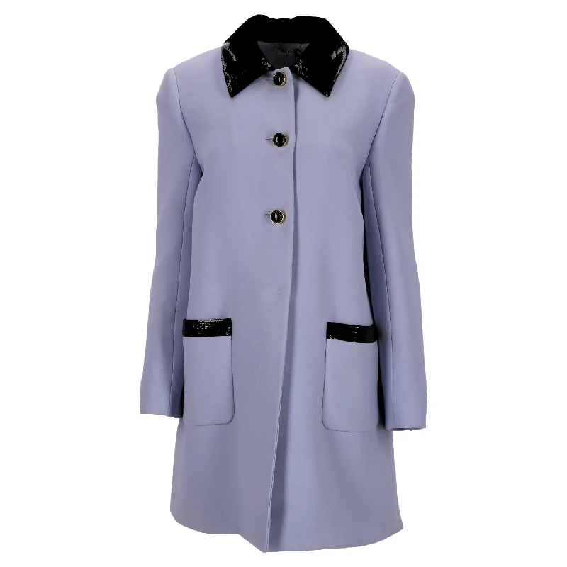 Women's waterproof parka coats with multiple pockets for practicality Miu Miu Sequin Embroidered Single-Breasted Cady Coat in Purple Wool Women's waterproof parka coats with multiple pockets for practicality Miu Miu Sequin Embroidered Single-Breasted Cady Coat in Purple Wool