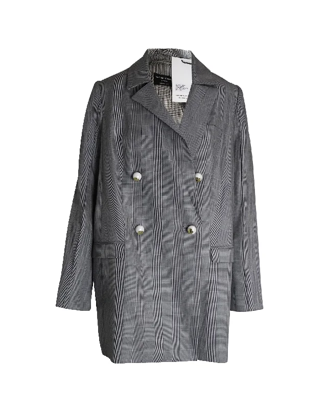 Embroidered women's cotton coats in a bohemian pattern for a unique design Mother of Pearl Morgan Prince of Wales Check Double-Breasted Coat in Black and Cream Lyocell Embroidered women's cotton coats in a bohemian pattern for a unique design Mother of Pearl Morgan Prince of Wales Check Double-Breasted Coat in Black and Cream Lyocell