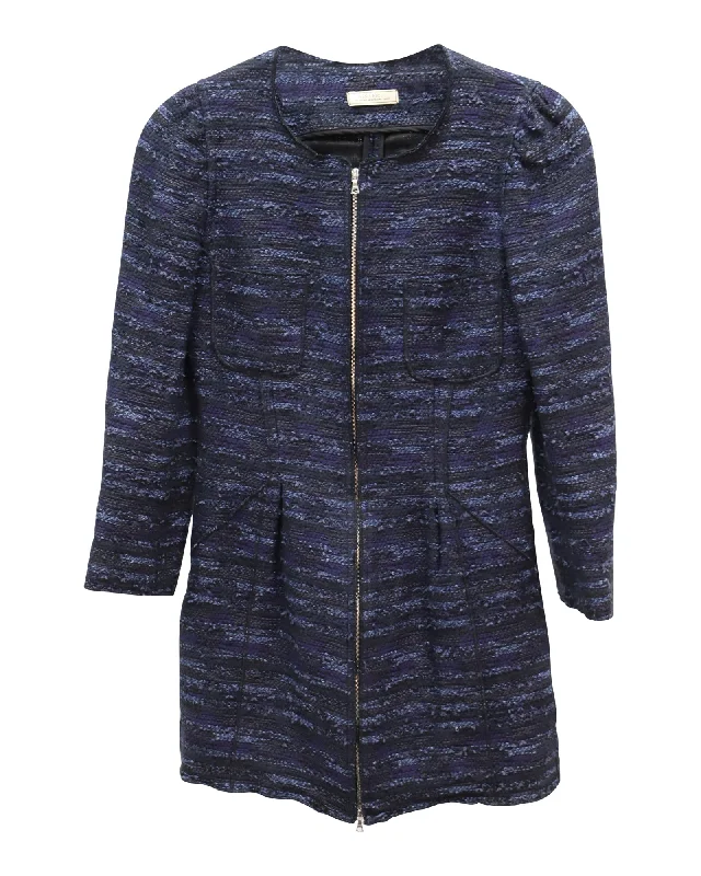 Women's waterproof parka coats with multiple pockets for practicality Nina Ricci Front-Zip Jacket in Navy Blue Acrylic Tweed Women's waterproof parka coats with multiple pockets for practicality Nina Ricci Front-Zip Jacket in Navy Blue Acrylic Tweed
