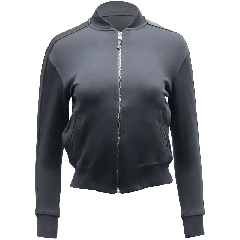 Women's cropped leather coats with silver studs for an edgy look Polo Ralph Lauren Zip Through Bomber Jacket With Satin Detail in Black Cotton Women's cropped leather coats with silver studs for an edgy look Polo Ralph Lauren Zip Through Bomber Jacket With Satin Detail in Black Cotton
