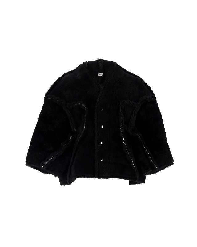 Women's reversible down coats with two - tone designs for versatile styling Rick Owens Legaspi Cropped Jacket in Black Shearling Women's reversible down coats with two - tone designs for versatile styling Rick Owens Legaspi Cropped Jacket in Black Shearling