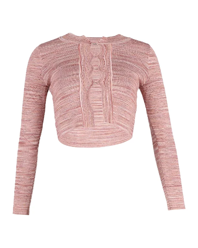 Women's longline double - breasted camel coats for a sophisticated look Sandro Striped Cropped Cardigan in Pink Viscose Women's longline double - breasted camel coats for a sophisticated look Sandro Striped Cropped Cardigan in Pink Viscose