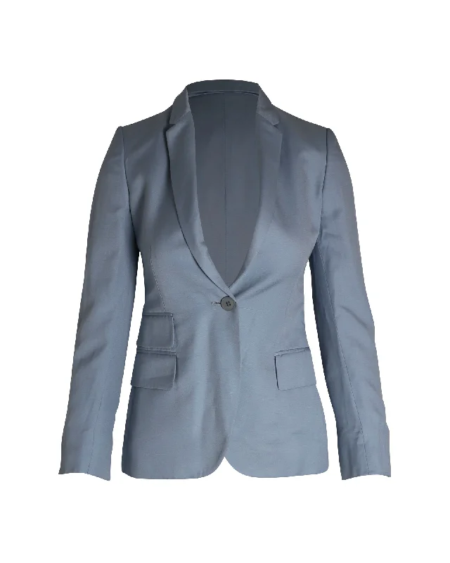 Single - Breasted Women's Corduroy Blazers in Mustard Yellow for an Autumn Vibe Stella McCartney Single-Breasted Blazer in Light Blue Rayon Single - Breasted Women's Corduroy Blazers in Mustard Yellow for an Autumn Vibe Stella McCartney Single-Breasted Blazer in Light Blue Rayon