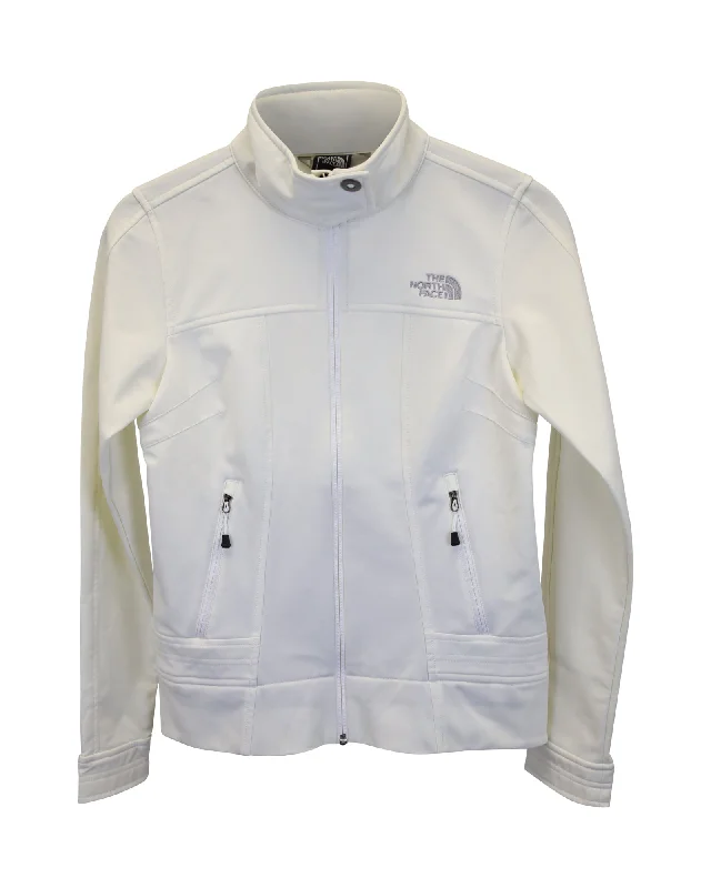 Long women's mac coats in a lightweight fabric for spring showers The North Face Celentito Softshell Full Zip Jacket in Cream Polyester Long women's mac coats in a lightweight fabric for spring showers The North Face Celentito Softshell Full Zip Jacket in Cream Polyester