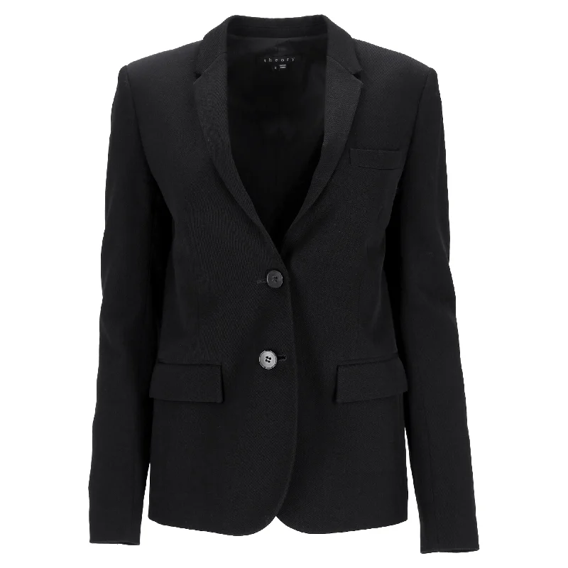 Single - Breasted Women's Linen Blend Blazers in Earth Tones for Casual Wear Theory Matilda Blazer in Black Wool Single - Breasted Women's Linen Blend Blazers in Earth Tones for Casual Wear Theory Matilda Blazer in Black Wool