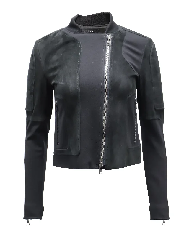 Checkered women's wool coats in a classic pattern for a timeless style Theory Shezi K Combo Moto Jacket in Black Suede Checkered women's wool coats in a classic pattern for a timeless style Theory Shezi K Combo Moto Jacket in Black Suede