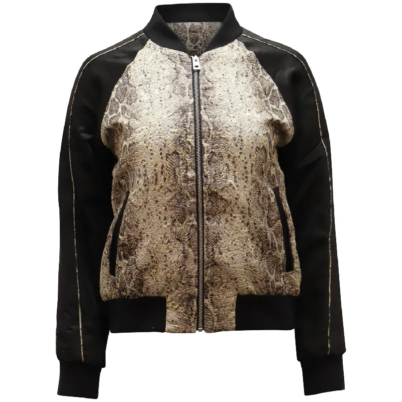 Long women's mac coats in a lightweight fabric for spring showers Zadig and Voltaire Billy Snake Deluxe Bomber Jacket in Black Polyester Long women's mac coats in a lightweight fabric for spring showers Zadig and Voltaire Billy Snake Deluxe Bomber Jacket in Black Polyester