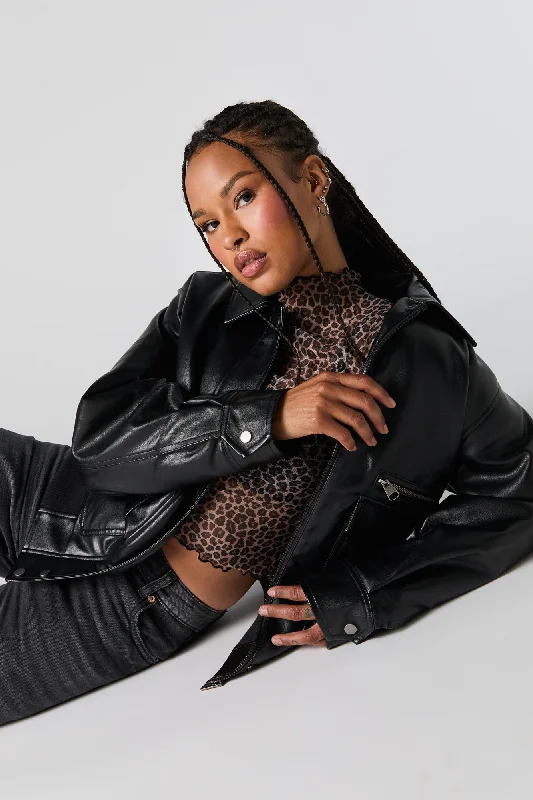 Women's leather asymmetrical jackets for a modern look Oversized Faux Leather Jacket Women's leather asymmetrical jackets for a modern look Oversized Faux Leather Jacket