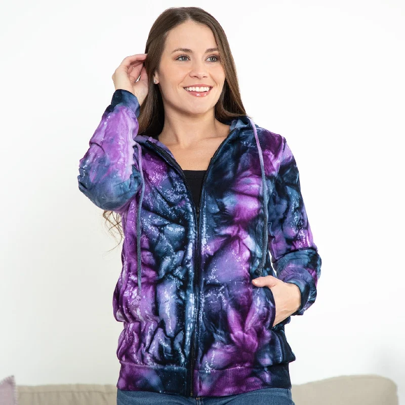 Women's bomber jackets with a holographic finish for a futuristic and eye - catching look Cosmic Charm Hooded Jacket | Fair Trade Women's bomber jackets with a holographic finish for a futuristic and eye - catching look Cosmic Charm Hooded Jacket | Fair Trade