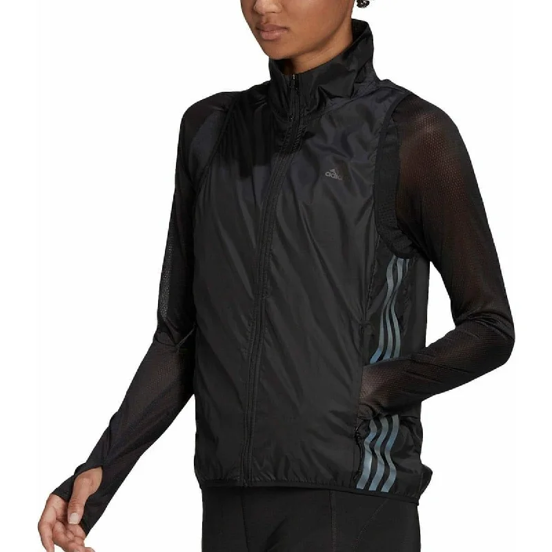 Women's windbreaker jackets with adjustable hoods for windy days adidas Run Icons 3 Stripes Womens Running Gilet - Black Women's windbreaker jackets with adjustable hoods for windy days adidas Run Icons 3 Stripes Womens Running Gilet - Black