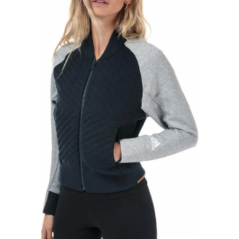 Women's waterproof rain jackets in bright yellow for high - visibility outdoor activities adidas VRCT PrimeKnit Womens Hybrid Jacket - Navy Women's waterproof rain jackets in bright yellow for high - visibility outdoor activities adidas VRCT PrimeKnit Womens Hybrid Jacket - Navy