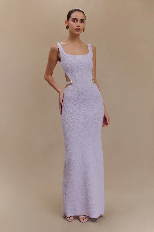 Animal print maxi dresses for a statement - making outfit Alysanne Cut Out Knit Maxi Dress - Lilac