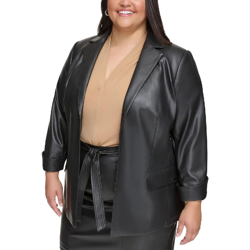 Women's leather leather dresses with a leather belt accent Plus Womens Faux Leather Suit Separate Open-Front Blazer Women's leather leather dresses with a leather belt accent Plus Womens Faux Leather Suit Separate Open-Front Blazer
