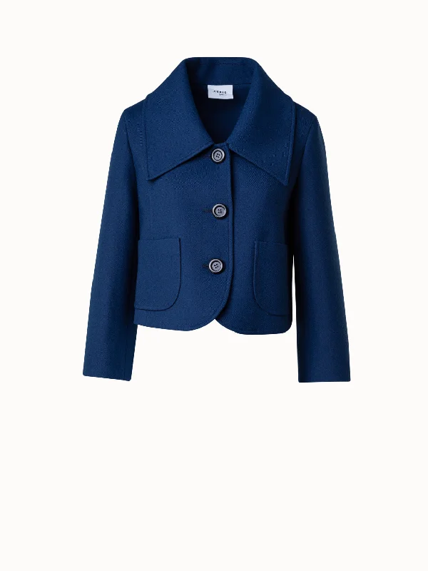 Women's windbreaker jackets with adjustable hoods for windy days Boxy Wool Jacket with Large Collar Women's windbreaker jackets with adjustable hoods for windy days Boxy Wool Jacket with Large Collar