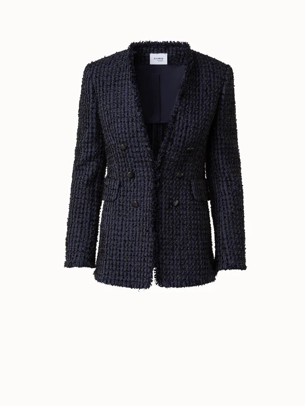 Women's moto jackets with a lace - up front for a unique and stylish touch Chunky Tweed Blazer in Cotton Blend Women's moto jackets with a lace - up front for a unique and stylish touch Chunky Tweed Blazer in Cotton Blend