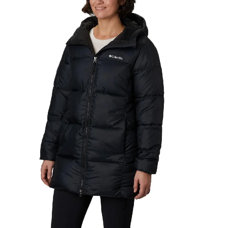 Women's denim jackets with a patchwork design for a bohemian and artsy style Columbia Puffect™ Mid Hooded Jacket - Women Women's denim jackets with a patchwork design for a bohemian and artsy style Columbia Puffect™ Mid Hooded Jacket - Women