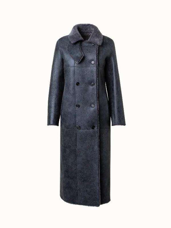 Women's cropped leather jackets with a fringe detail for a western - inspired outfit Double-Breasted Shearling Coat Women's cropped leather jackets with a fringe detail for a western - inspired outfit Double-Breasted Shearling Coat