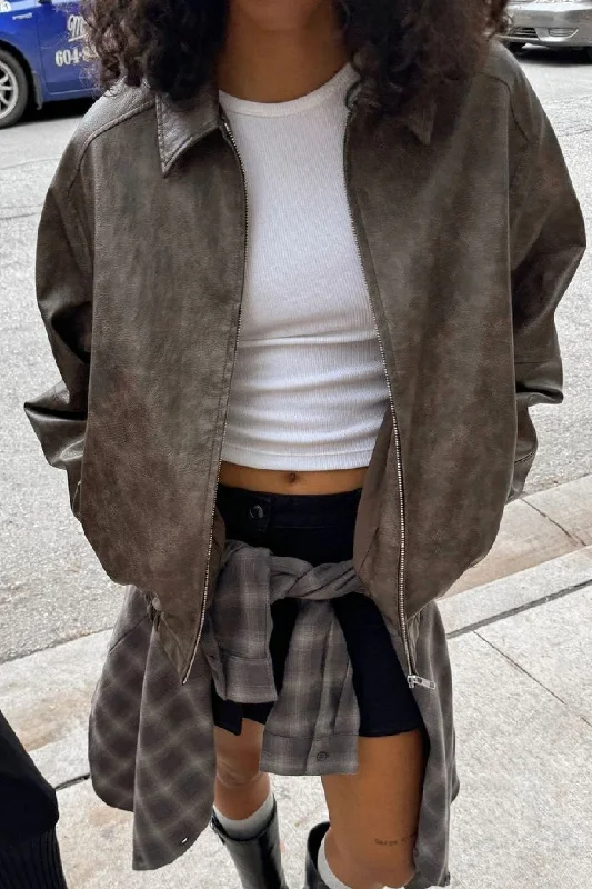 Women's leather leather bermuda shorts VEGAN LEATHER BOMBER JACKET