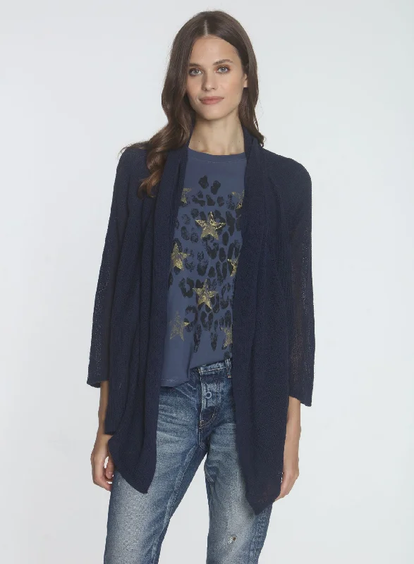 sequin embellished women cardigan for special occasions Chelsea Rib Cardigan - Navy
