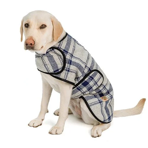 hooded women cardigan for added warmth and style Grey and Blue Plaid Blanket Coat