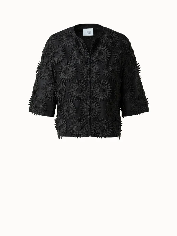 Women's faux fur - trimmed denim jackets for a trendy and cozy style Jacket with Hello Sunshine Embroidery Women's faux fur - trimmed denim jackets for a trendy and cozy style Jacket with Hello Sunshine Embroidery