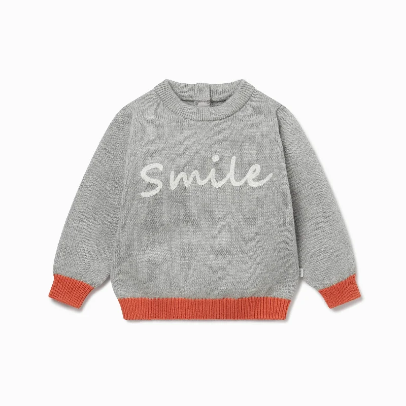 floral print women cardigan for a feminine touch Knitted Smile Slogan Jumper