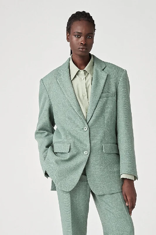 Women's denim jackets with distressed details for a casual and edgy look LARA WORTHINGTON x ATOIR Womens 002 Blazer Spearmint Women's denim jackets with distressed details for a casual and edgy look LARA WORTHINGTON x ATOIR Womens 002 Blazer Spearmint