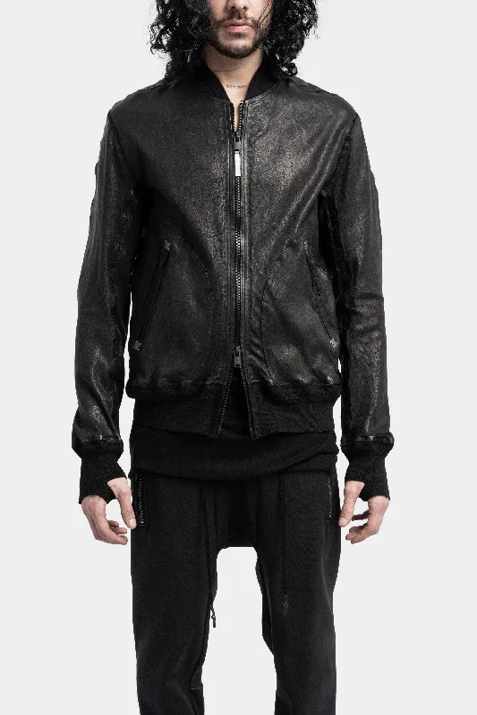 Women's leather leather shawls with a fringed end Leather bomber jacket
