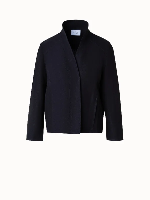 Women's cropped leather jackets with silver zippers for a punk - inspired outfit Linen Blend Shawl Collar Jacket Women's cropped leather jackets with silver zippers for a punk - inspired outfit Linen Blend Shawl Collar Jacket