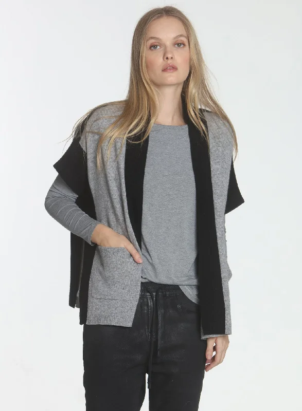 machine washable women cardigan for easy care Kaia Sleeveless Cardigan - Fog
