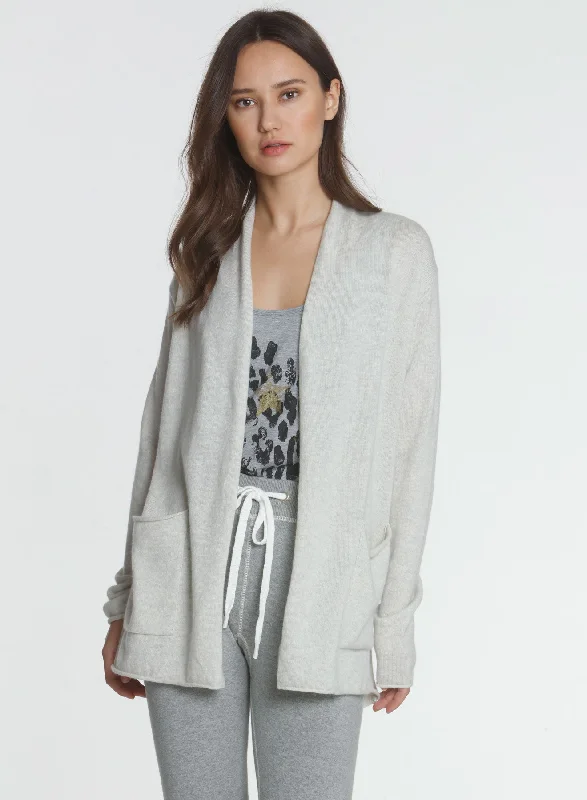 hand knitted women cardigan with artisanal charm Core Pocket Cardigan - Ash