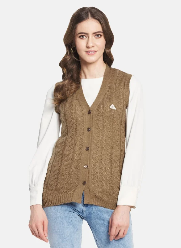 floral print women cardigan for a feminine touch Women Brown Self Design Cardigan