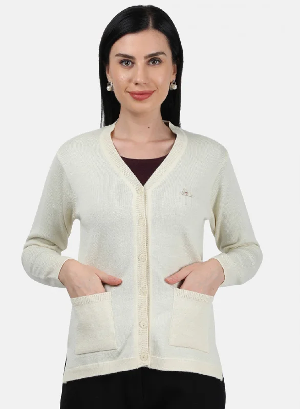 maternity women cardigan for expecting moms Women Cream Solid Cardigan
