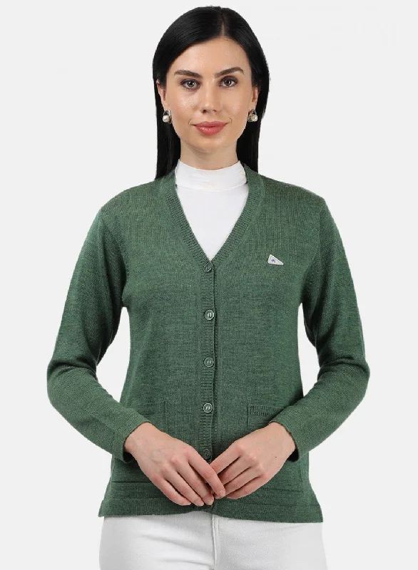 oversized women cardigan for a trendy and cozy look Women Green Melange Solid Cardigan oversized women cardigan for a trendy and cozy look Women Green Melange Solid Cardigan