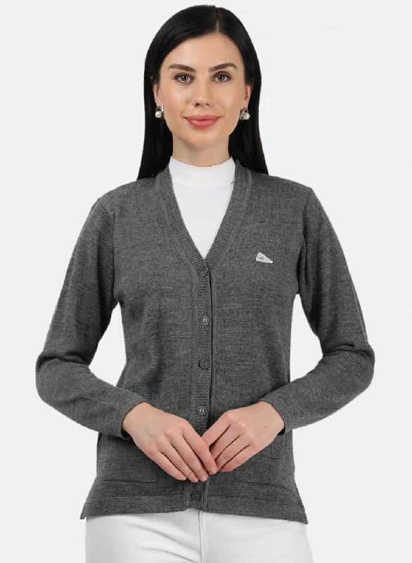 oversized women cardigan for a trendy and cozy look Women Grey Solid Cardigan