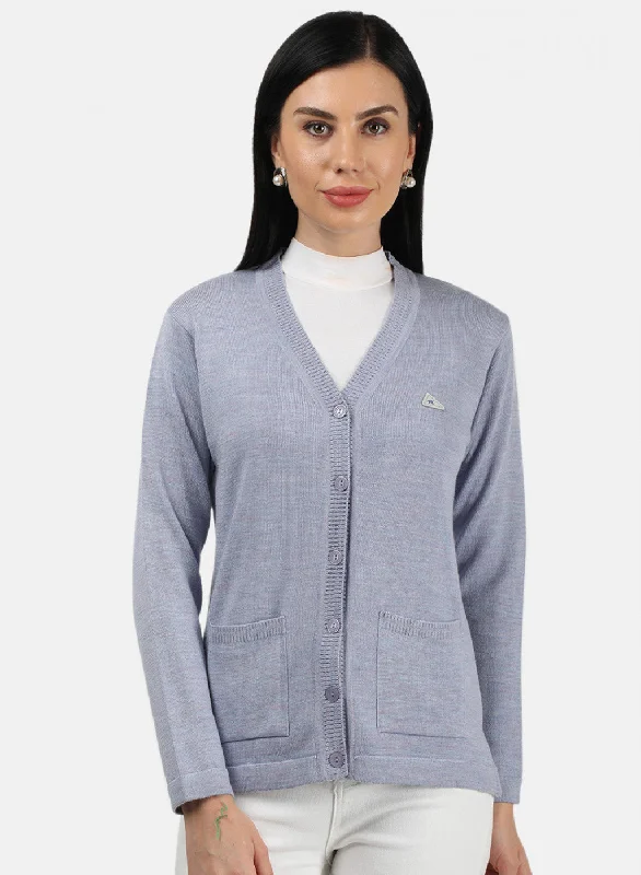 lightweight women cardigan for spring and fall Women Light Sky Blue Solid Cardigan