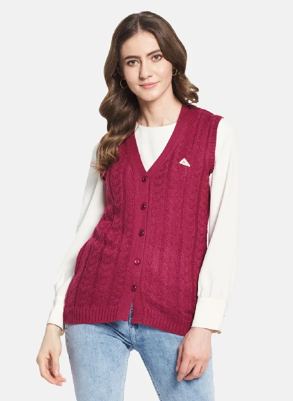 boyfriend style women cardigan for a relaxed fit Women Purple Self Design Cardigan