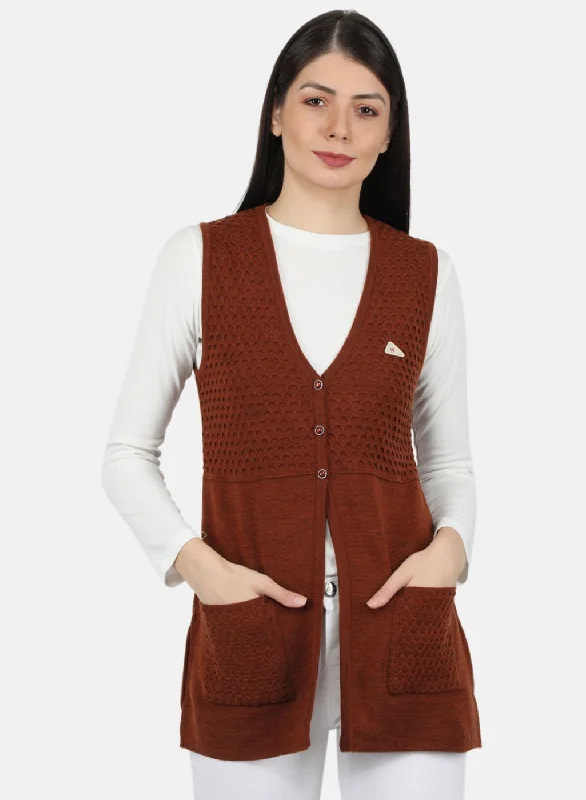machine washable women cardigan for easy care Women Rust Orange Self Design Cardigan machine washable women cardigan for easy care Women Rust Orange Self Design Cardigan