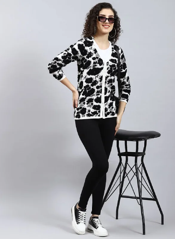 plus size women cardigan for comfortable layering Women White Jaquard Wool blend Cardigan plus size women cardigan for comfortable layering Women White Jaquard Wool blend Cardigan