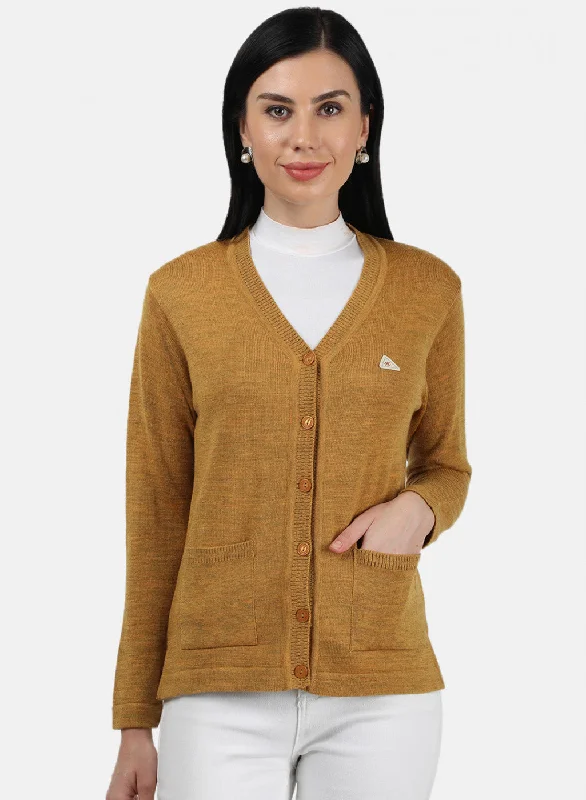 cashmere blend women cardigan for a luxurious feel Women Yellow Solid Cardigan