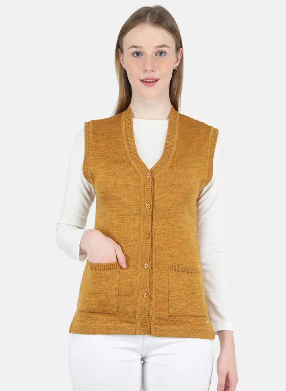v neck women cardigan to elongate the neckline Women Yellow Solid Cardigan