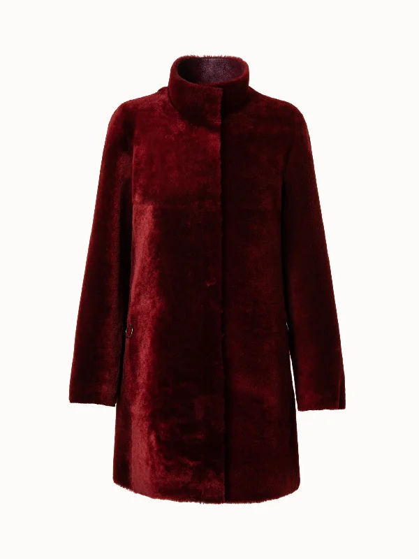 Women's military - style jackets with epaulets for a tough and fashionable appearance  Reversible Shearling Coat